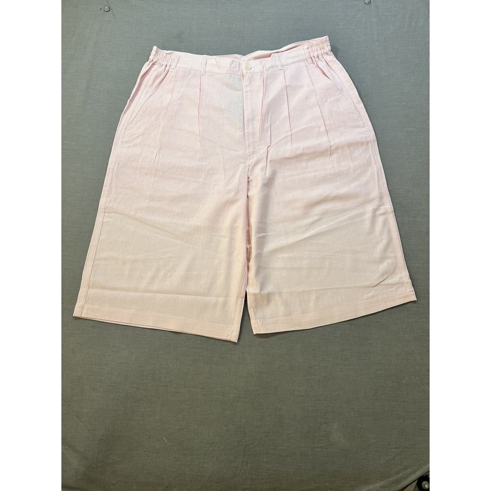 VZ Shorts Mens 2XL Pink Linen Pleated Pocketed Zip Button Beach Men 38x14.‎